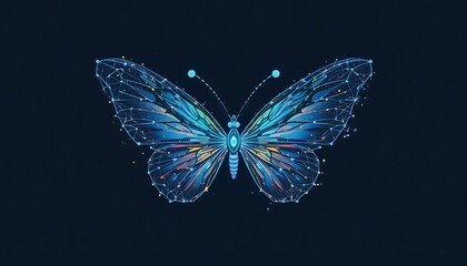 A Digital Butterfly Formed by a Constellation of Blue Stars