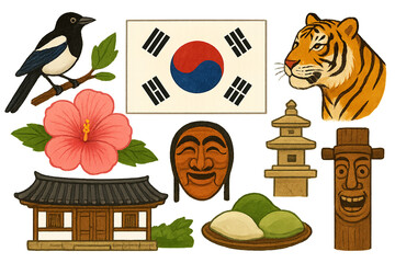 대한민국을 대표하는 요소 일러스트