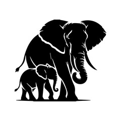 mother and baby wild elephant family in vector art © cotxapi.com
