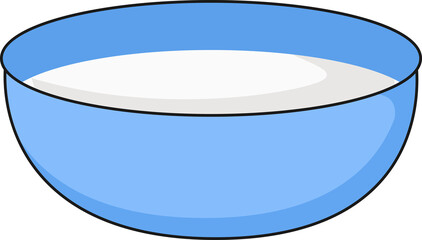 Cartoon Illustration of a Bowl of Milk