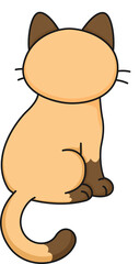 Cartoon Illustration of a Siamese Cat Sitting