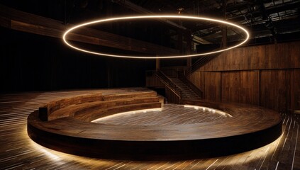 Obraz premium Modern, circular stage with glowing ring