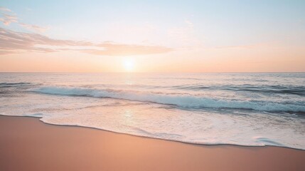 A serene evening landscape by the calm ocean.