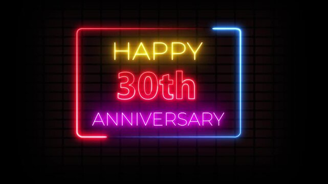Neon 30  year anniversary golden celebration first anniversary event happy anniversary special anniversary. 
