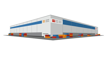 Modern industrial warehouse with shipping containers