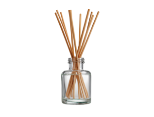 scented fragrance sticks in a glass bottle isolated on transparent background, Clipart png