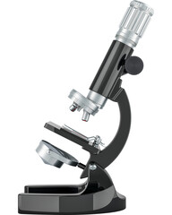 Microscope, side view, transparent background