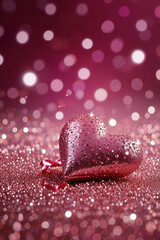 Shiny red heart on glitter background – Valentine’s Day concept