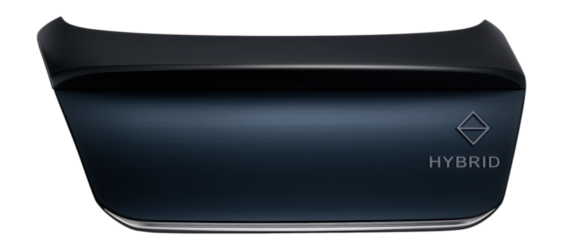 Hybrid sedan trunk lid with discreet model badge