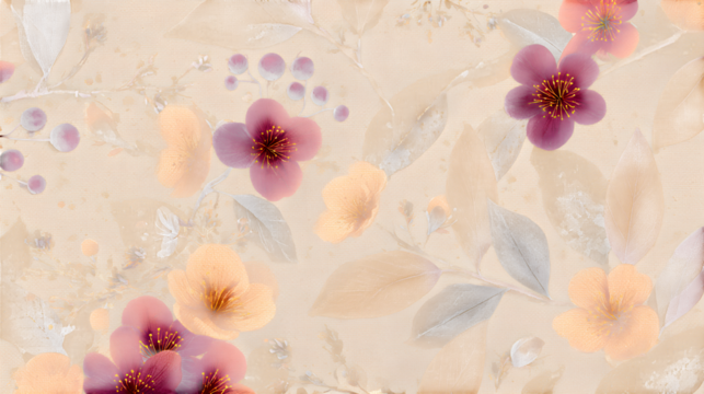 Autumn Floral Seamless Pattern, isolated on transparent background