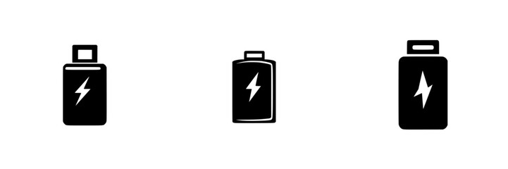 Obraz premium Battery icons representing energy storage solutions in black and white minimalist style