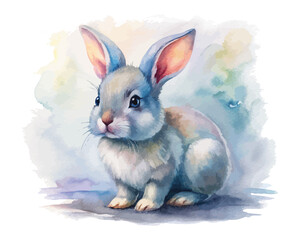 Watercolor baby bunny animals