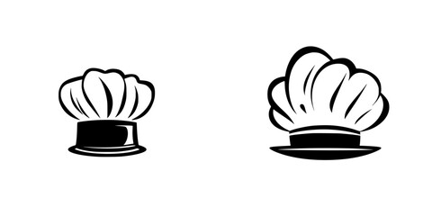 Chef hat silhouette icons representing culinary profession with a minimalist black-and-white design suitable for various applications