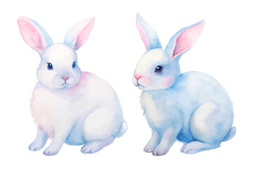 Watercolor baby bunny animals