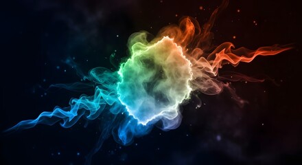 Fire and smoke in space with galaxy stars and cosmic nebula background