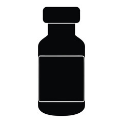 Obraz premium Black glass vial with white label bottle