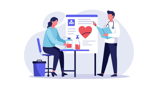 Medical consultation with doctor and patient in modern flat design style