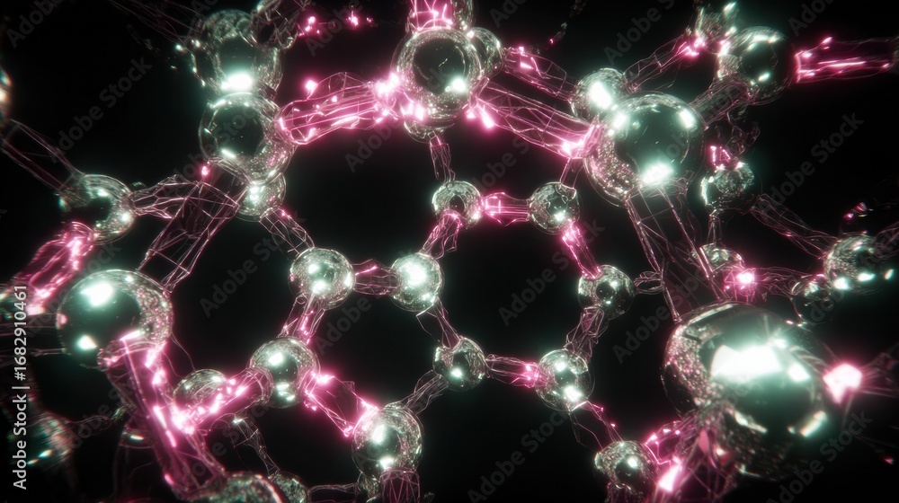 Aufkleber molecular structure with glowing elements in abstract futuristic design