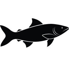 Black salmon silhouette fish white