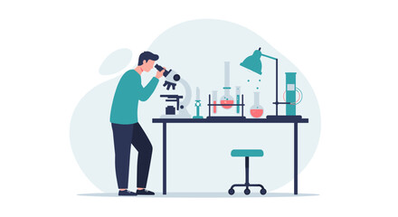 Scientist observing through microscope in modern laboratory setting