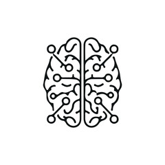 A minimalist brain-shaped icon designed with circuit-like lines, symbolizing artificial intelligence, technology, and digital innovation