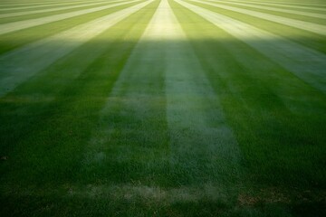 Obraz premium Perfectly Striped Green Grass Field with Sunlight and Shadows lawn stripes