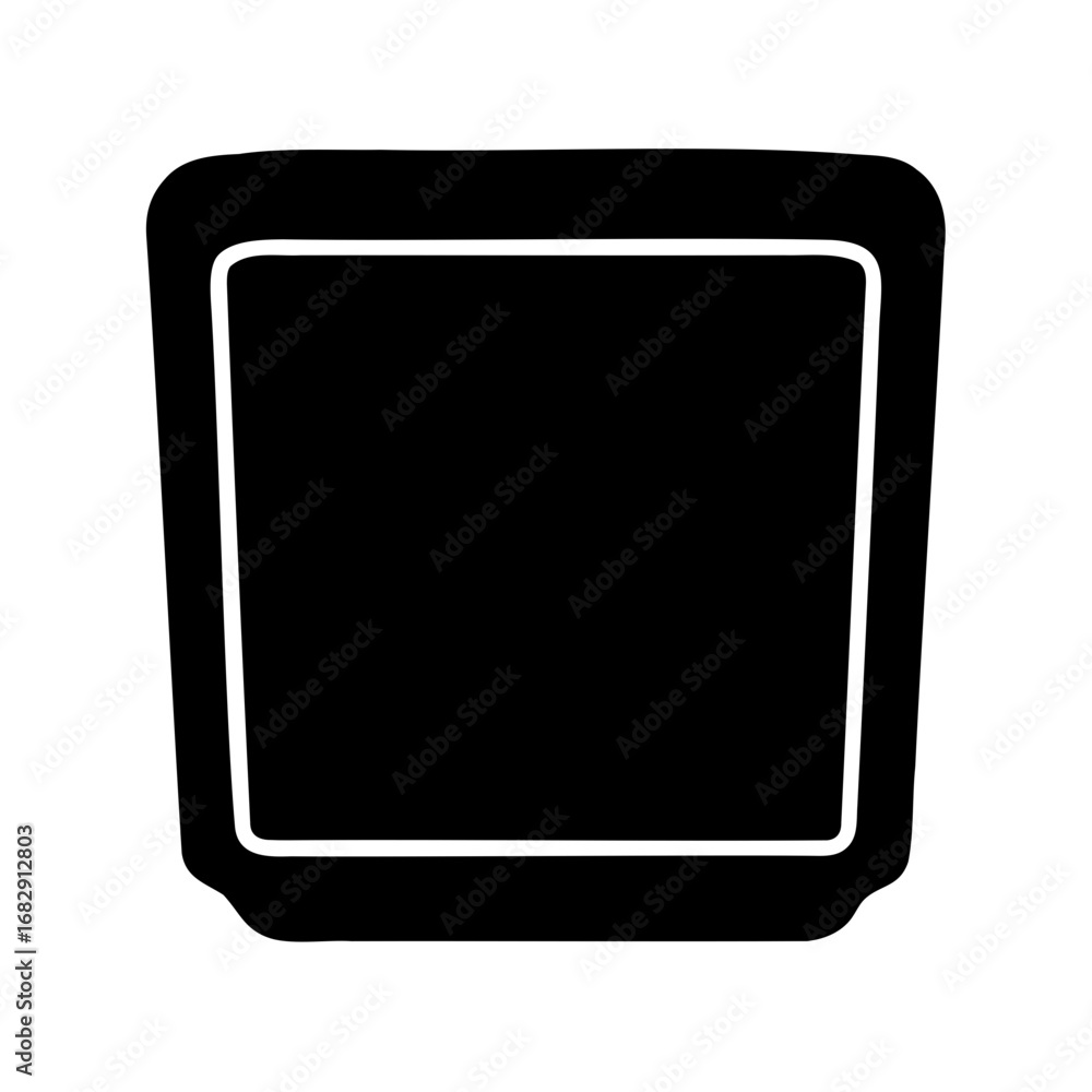 Poster simple black outline of an empty container with rounded edges design
