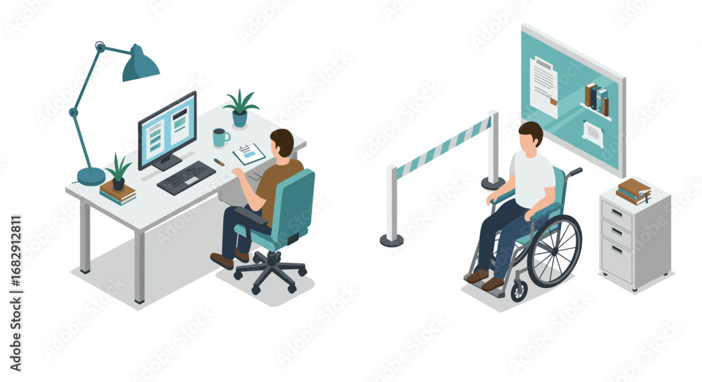 Aufkleber inclusive work environment with remote work and accessibility representation