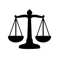 Silhouette illustration of a balance scale, representing justice and fairness in court