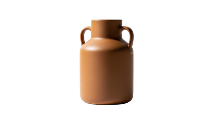 Clay vase with handles on black background. Decorative pottery, minimalist design, handicraft...