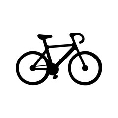 Obraz premium Black silhouette vector drawing of a road bike on a white background