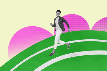 Composite zine pop trend collage of happy girl guy dance weekend party celebration holiday chill occasion relax boogie mockup