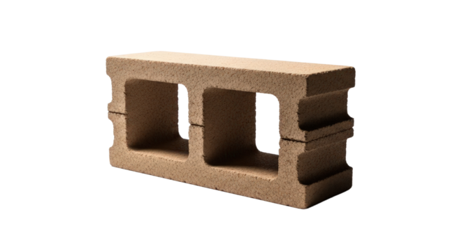 Concrete block sits in isolation. Construction material, building, structure, industry, architecture.