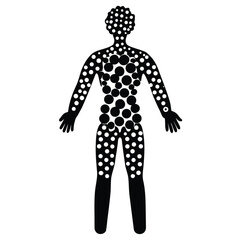 Human silhouette filled with circles figure person