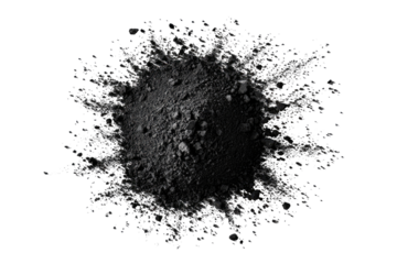 Dark gray substance erupts outward in a circular burst, creating a halo of tiny fragments.  A central mass of the same material remains