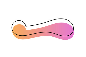 Abstract fluid gradient shape with orange to pink color transition and black outline for background, poster, infographic, and modern graphic design projects