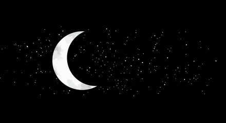 Naklejka premium Crescent Moon and Stars in the Night Sky