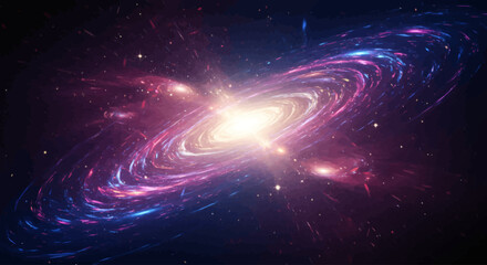 Obraz premium Spiral Galaxy Illustration with Stars and Nebulae