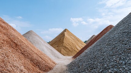 Pyramidal gravels bask under serene skies, evoking a tactile Stonehenge mystique and echoing World Habitat Day's essence