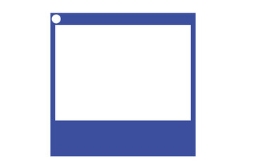 Blue square photo frame template with caption space and circle corner for scrapbook, poster, and social media design