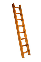 wooden ladder isolated on white background