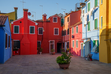 Colorful Houses in Burano Square