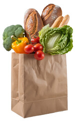 groceries in paper bag - fresh produce and bread