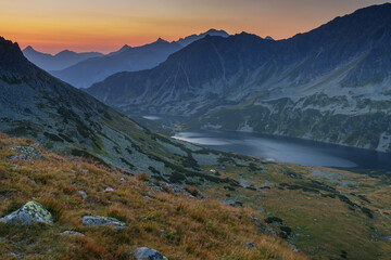 Mountain Landscape at Dawn with Lake