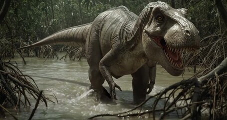 Emerging from mangrove roots, T - Powered by Adobe