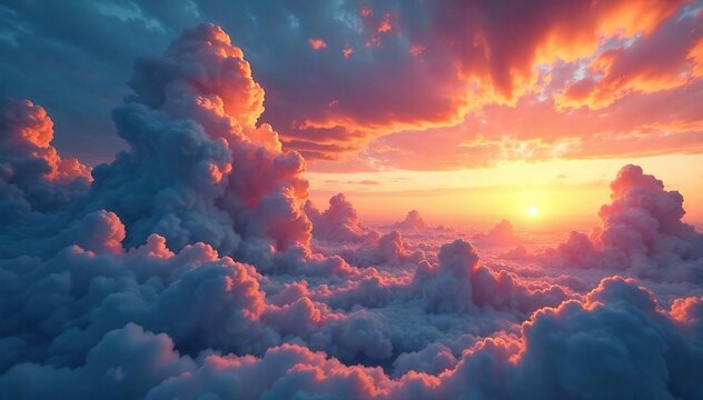 Breathtaking Surreal Sunset Distorted Clouds in a Vibrant Sky, Perfect for Fantasy and Dreamlike Projects