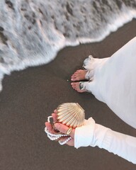 Elegant Moment with Seashell and Pearls