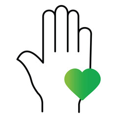 Love Heart In Caring Hand Vector Illustration Icon Design