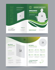 Organic Farming with Fresh Produce and Sustainable Practices in Green Brochure Design Clean