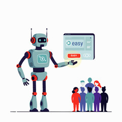 A friendly robot presents a user-friendly 
